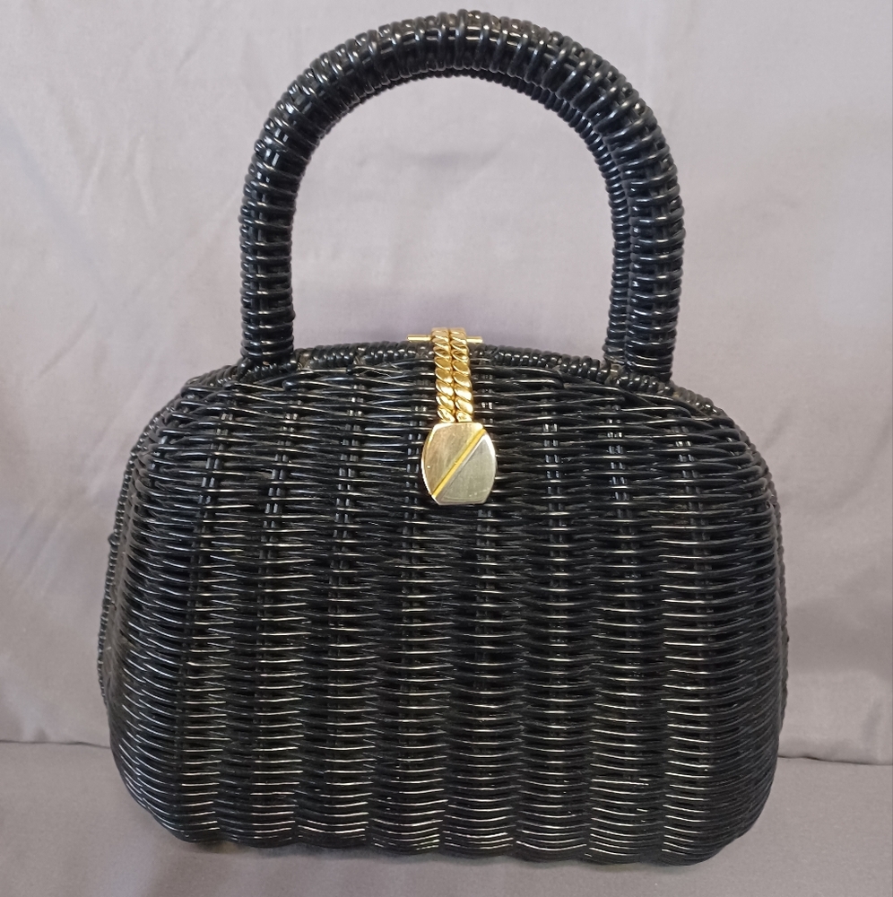 Vintage Black Wicker Purse